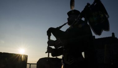 Lone piper plays at Edinburgh Castle to mark 80th anniversary of VJ Day