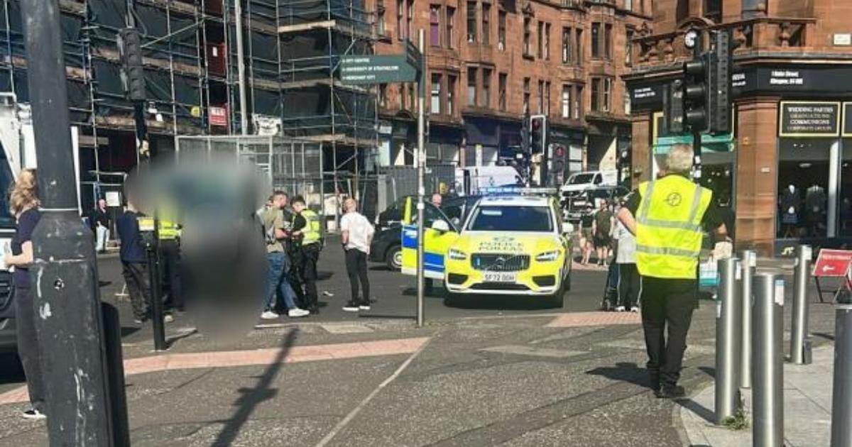 Motorcyclist hospitalised after crash at Glasgow junction