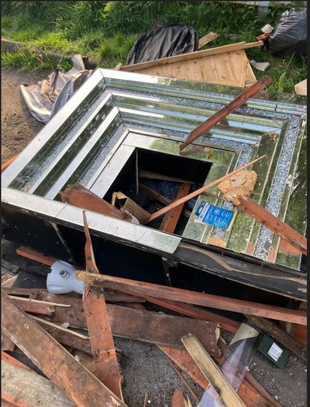 The fireplace left dumped at Springwater Park in Whitefield, in May. 