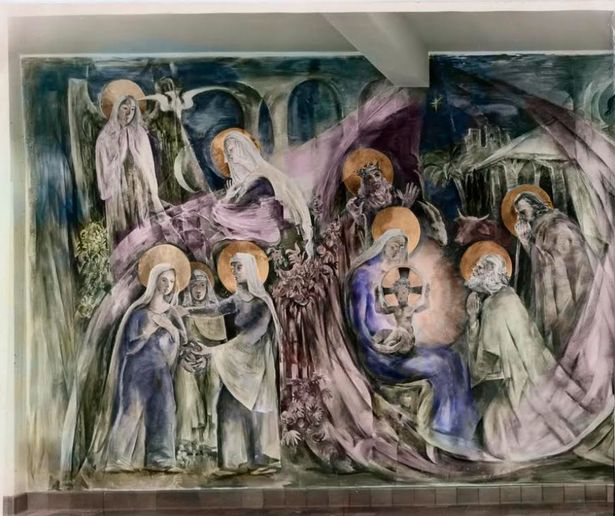 The mural by Hungarian artist, George Mayer-Marton who has been hidden from view at a school in Swinton for 30 years.