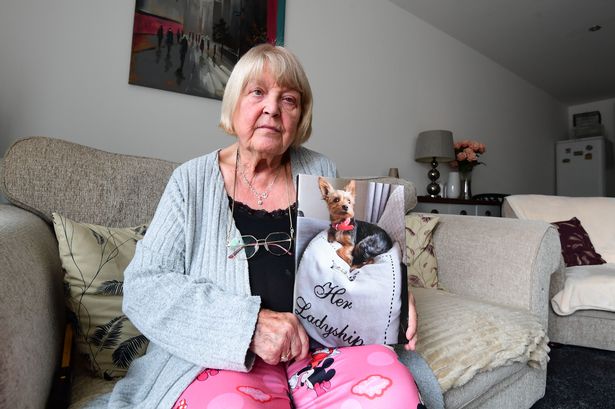Jacqueline Bainbridge with a photograph of her dog Daisy, who she gave up to move into Spinnaker House