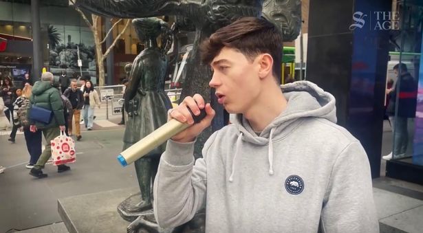 Elliot busking in Bury when he was younger