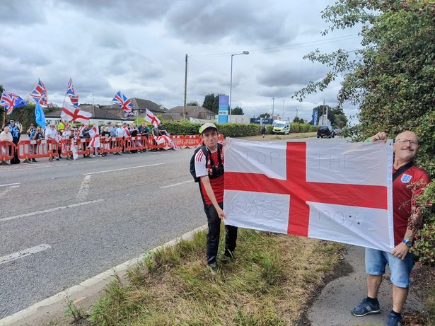 Protestors gathered outside Roman Way Hotel along the A5 in Cannock