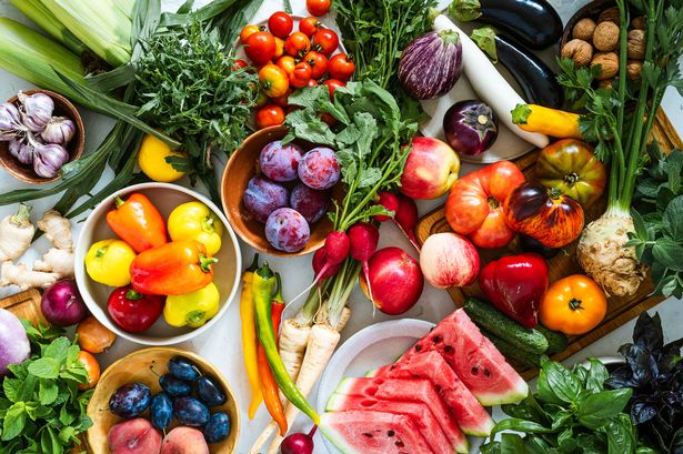 Fresh homegrown vegetables and fruits