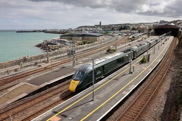 A Great Western Railway (GWR) Hitachi train waits at Penzance station on Tuesday, May 11, as disruption to the Penzance - Paddington service continues