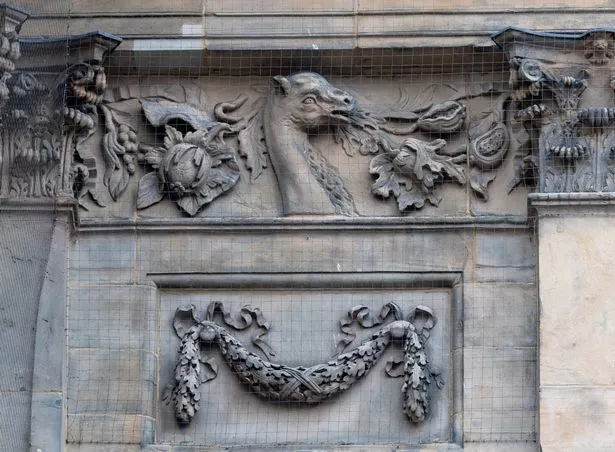 Exotic animals carved into the top of the Town Hall