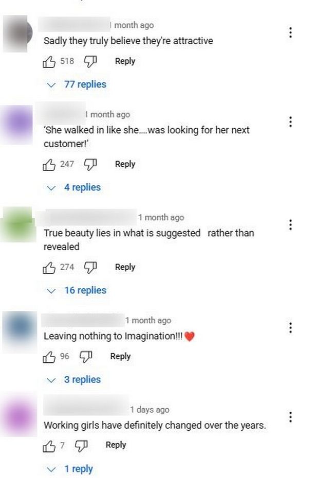 Comments posted beneath the videos