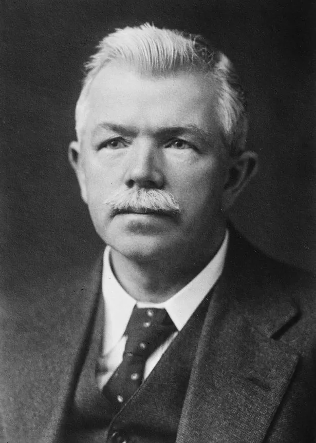 John Robert Clynes, the man who went 'from Dowry Mill to Downing Street'. A man with a large moustache. 