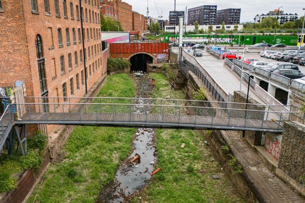 Rochdale Canal in Manchester city centre after months of low rain