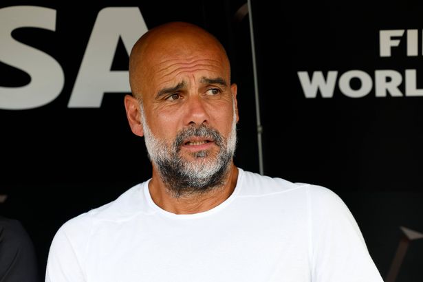 ORLANDO, FLORIDA - JUNE 26: Head coach Pep Guardiola of Manchester City looks on before the FIFA Club World Cup 2025 group G match between Juventus FC and Manchester City FC at Camping World Stadium on June 26, 2025 in Orlando, Florida. (Photo by Richard Sellers/Allstar/Getty Images)