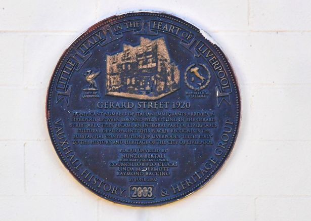 Little Italy plaque on Christian Street, Liverpool. 