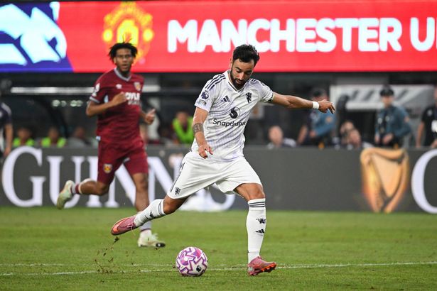 Bruno Fernandes strikes the ball