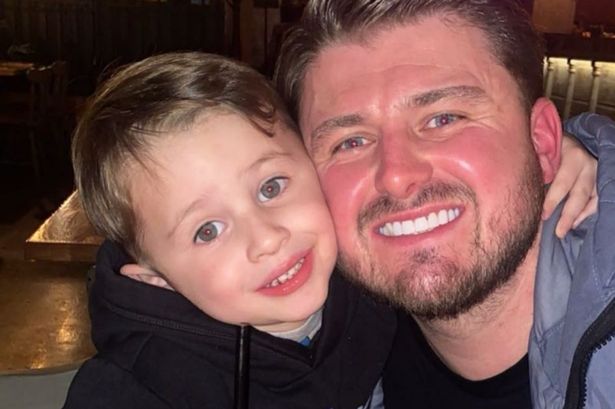 Jordan Foy pictured sons Leo, 11, and Teddy, and partner Robyn Morley