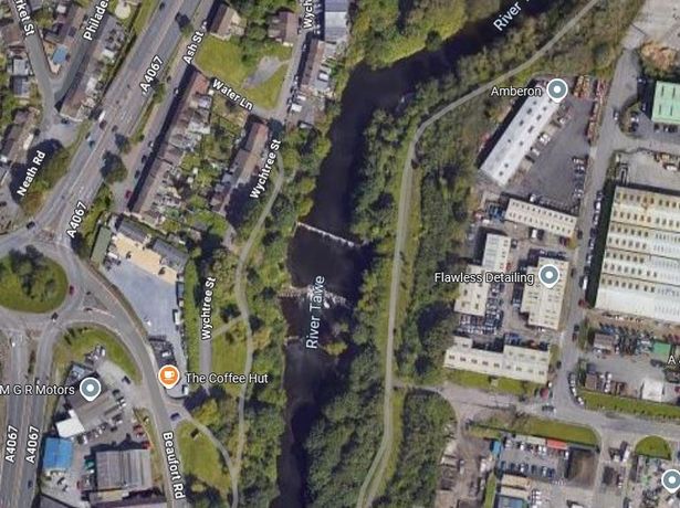 An area of the River Tawe in Swansea where 13-year-old Kane Edwards died in May 2022