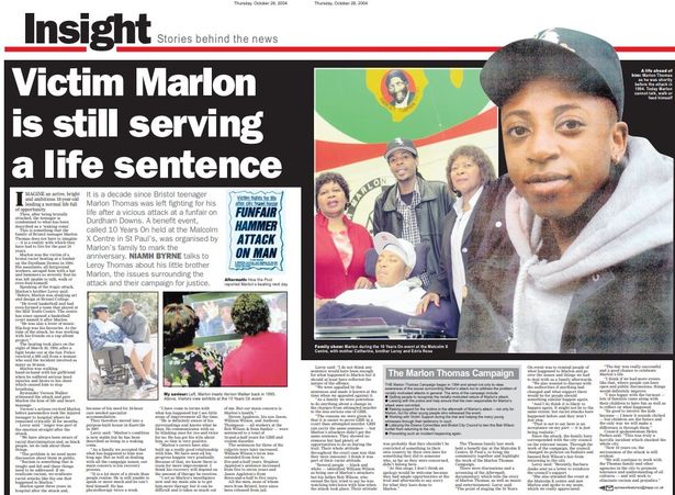 How the Bristol Post covered the tenth anniversary of the attack on Marlon Thomas