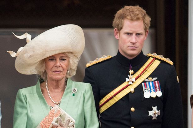 Prince Harry with his stepmother Queen Camilla 