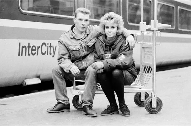 Sean McKee stars as Jamie Henderson. and Justine Kerrigan stars as Tracy Corkhill in Brookside spin-off series, 1988
