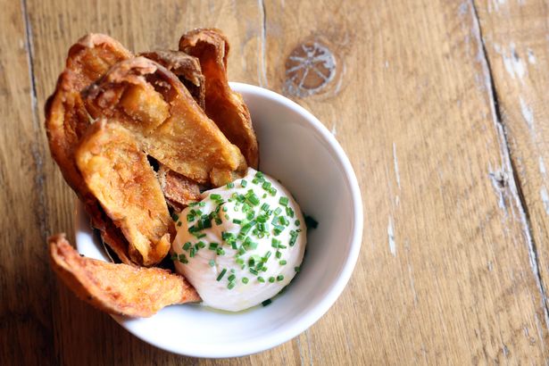 Whipped cod roe and potato skins