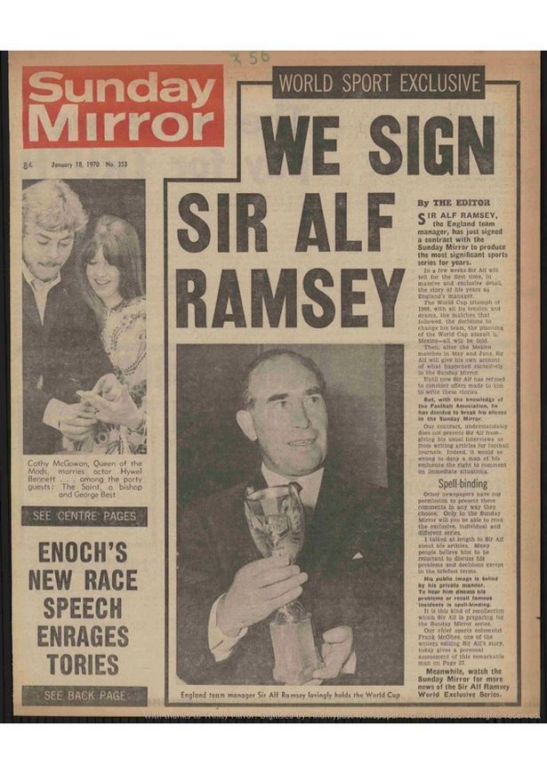 Sunday Mirror Sir Alf splash