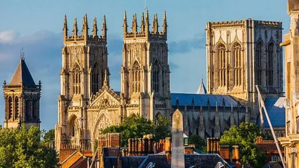 A view of York Cathedral as the sun comes out