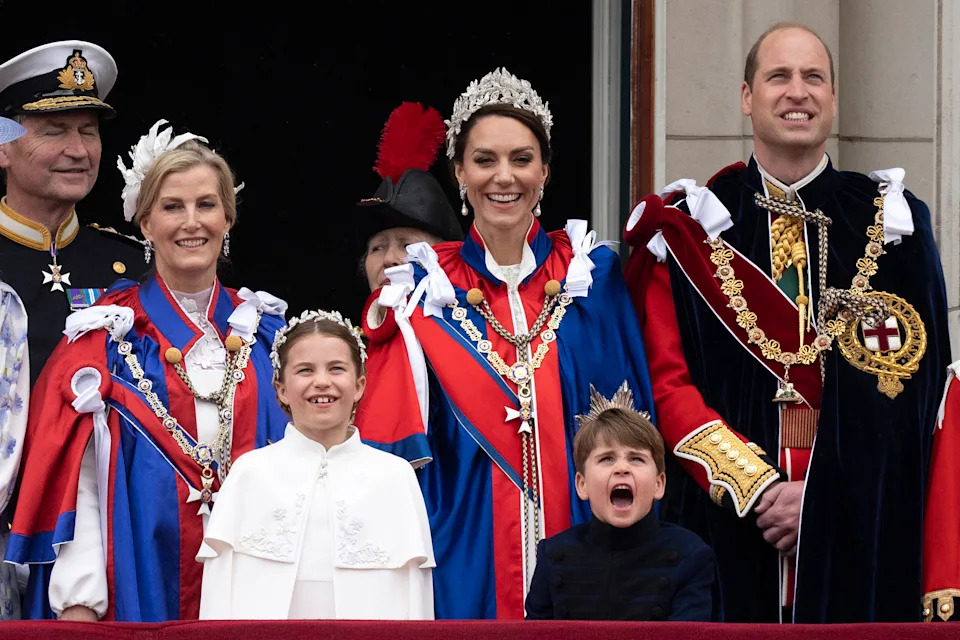 Duchess Sophie, Princess Charlotte, Prince Louis, Prince William and Princess Kate at the coronation
