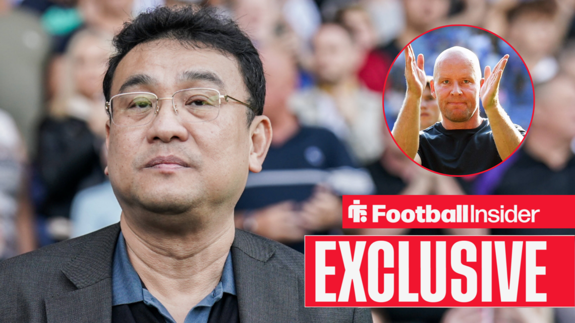 Dejphon Chansiri on the Hillsborough touchline as Henrik Pedersen applauds in circular inset