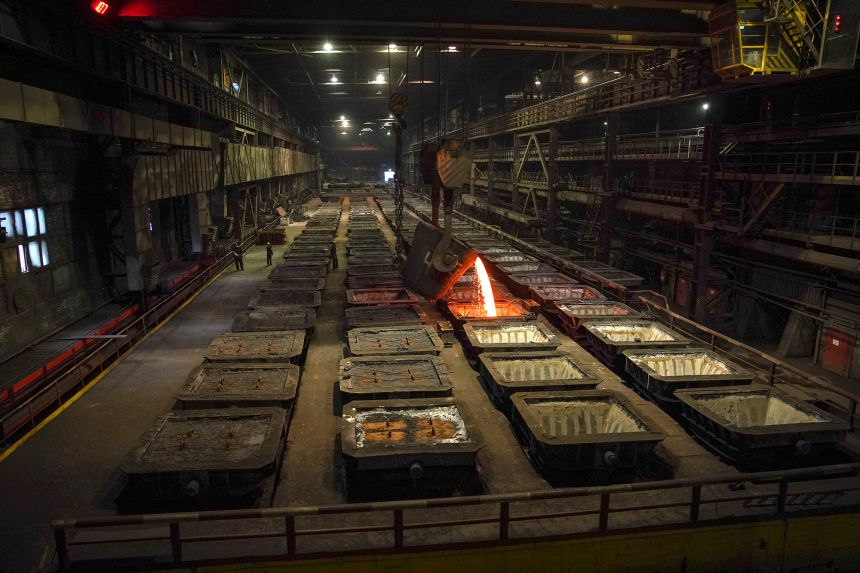 A view inside a plant at Russia's Nornickel company, the world's leading nickel and palladium producer, is seen in August 2021 in the Arctic city of Norilsk.
