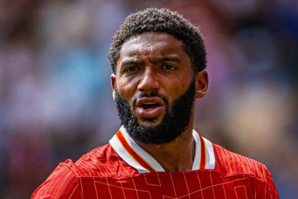 PRESTON, ENGLAND - Sunday, July 13, 2025: Liverpool's Joe Gomez during a pre-season friendly match between Preston North End FC and Liverpool FC at Deepdale. (Photo by David Rawcliffe/Propaganda)