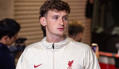 YOKOHAMA, JAPAN - Wednesday, July 30, 2025: Liverpool's Tyler Morton arrives before the Meiji Yasuda J.League World Challenge 2025 match between Yokohama F. Marinos and Liverpool FC at the International Stadium Yokohama. (Photo by David Rawcliffe/Propaganda)