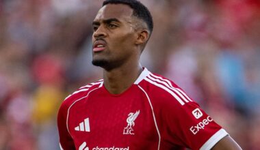 LIVERPOOL, ENGLAND - Monday, August 4, 2025: Liverpool's Ryan Gravenberch during a pre-season friendly match between Liverpool FC and Athletic Bilbao at Anfield. (Photo by David Rawcliffe/Propaganda)