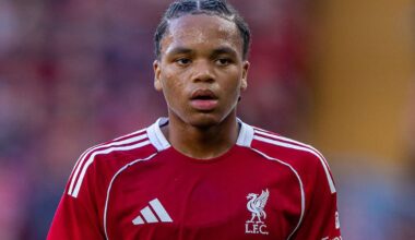 LIVERPOOL, ENGLAND - Monday, August 4, 2025: Liverpool's Rio Ngumoha during a pre-season friendly match between Liverpool FC and Athletic Bilbao at Anfield. Liverpool won 4-1. (Photo by David Rawcliffe/Propaganda)