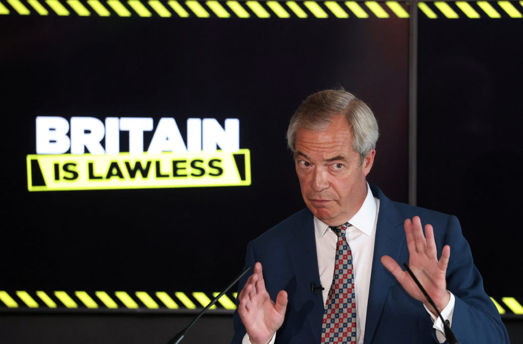 Reform UK news conference with leader Farage in London
