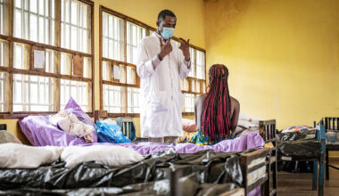 A patient and a doctor in Mpox treatment centre in Sierra Leone