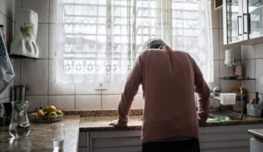 Senior man feeling pain at home