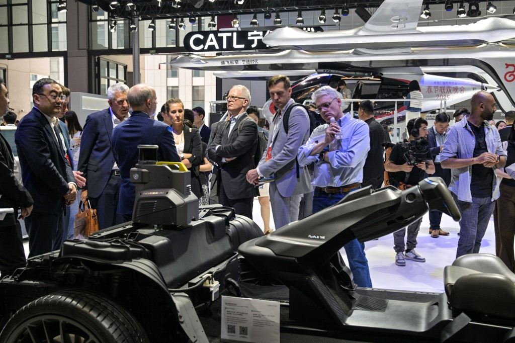 Leaps and bounds: People visit the booth of Chinese battery giant CATL during the 21st Shanghai International Automobile Industry Exhibition on April 24 at the National Exhibition and Convention Center in Shanghai.