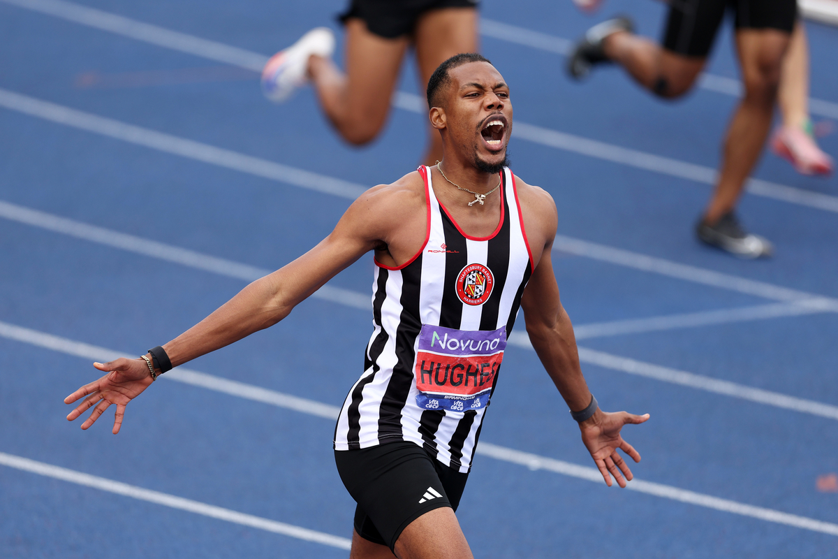 Zharnel Hughes completes impressive sprint double in Birmingham