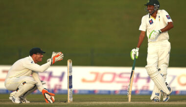 Wicket game: David Warner and Younis Khan have a giggle in the middle