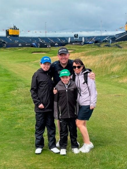 Rory Leonard with his wife Mairead and two sons Daniel and Matthew at The Open in Royal Portrush