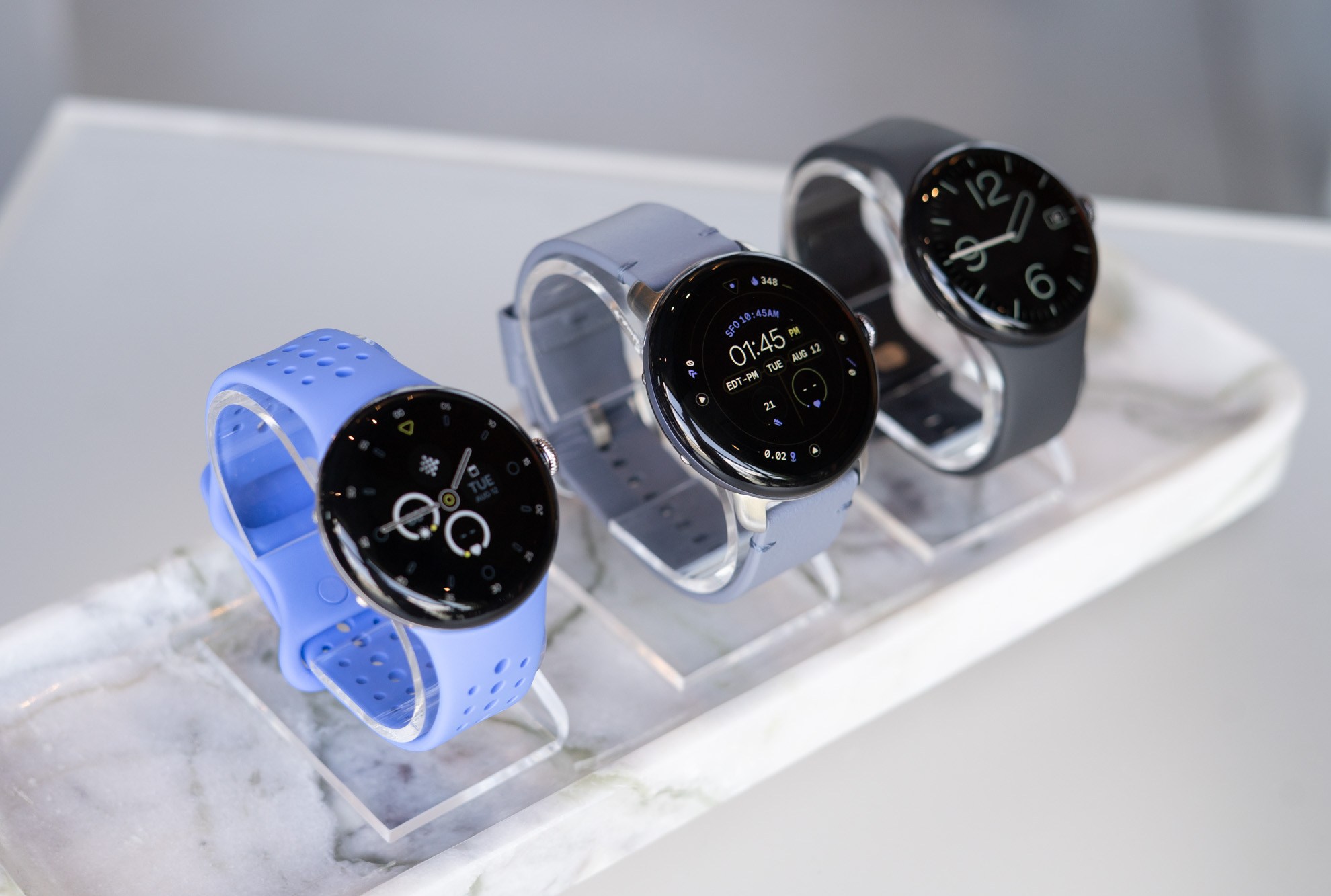 Google Pixel Watch 4 with different band styles