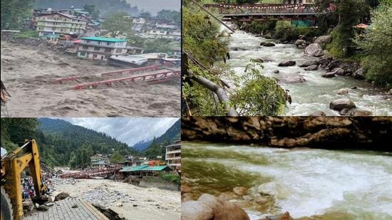 The Old Manali bridge collapses.