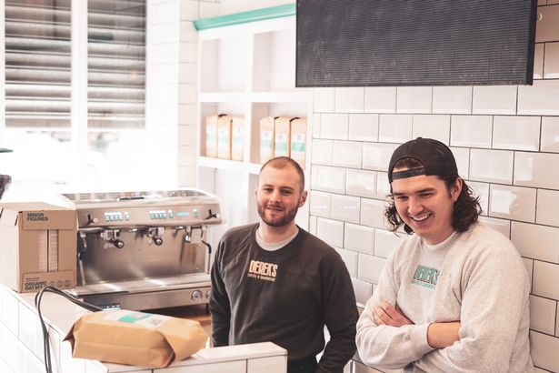 Ethan Woodroofe (right) and Adam Taylor came up with the concept for Derek's Coffee & Sandwiches after their many trips to see their friend in Brooklyn