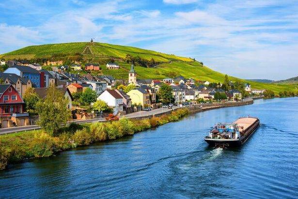Vineyards on Moselle river in Wormeldange, Luxembourg country