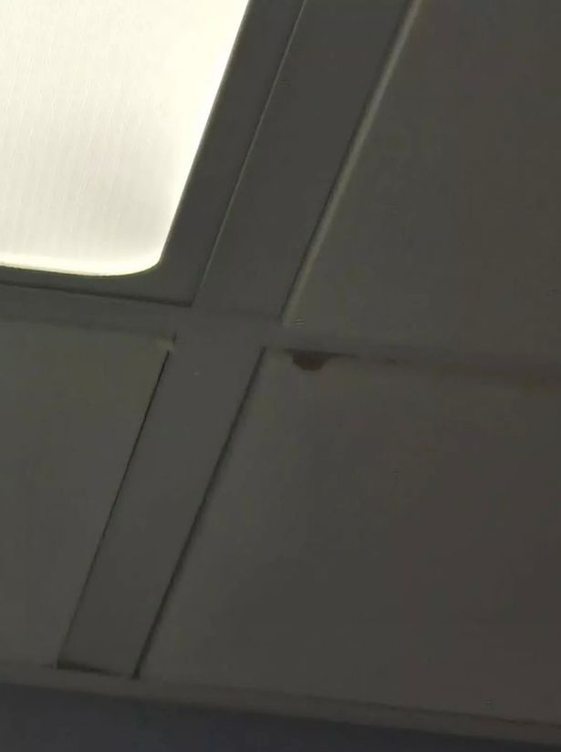 A spot of blood on the ceiling of Barry Hospital in Wales