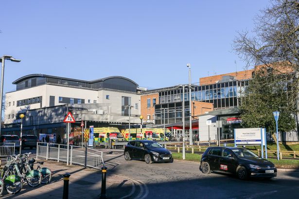The entrance to Good Hope Hospital in Sutton Coldfield with its A&E department to the right