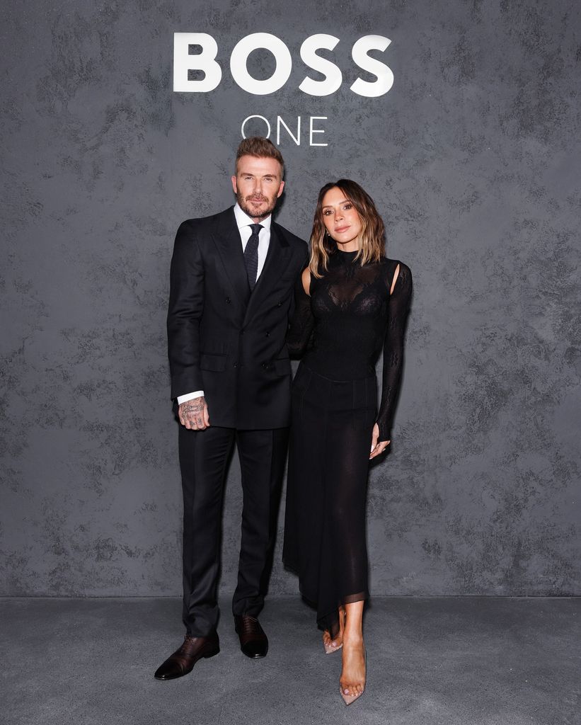 David supported by Victoria Beckham at BOSS One launch 