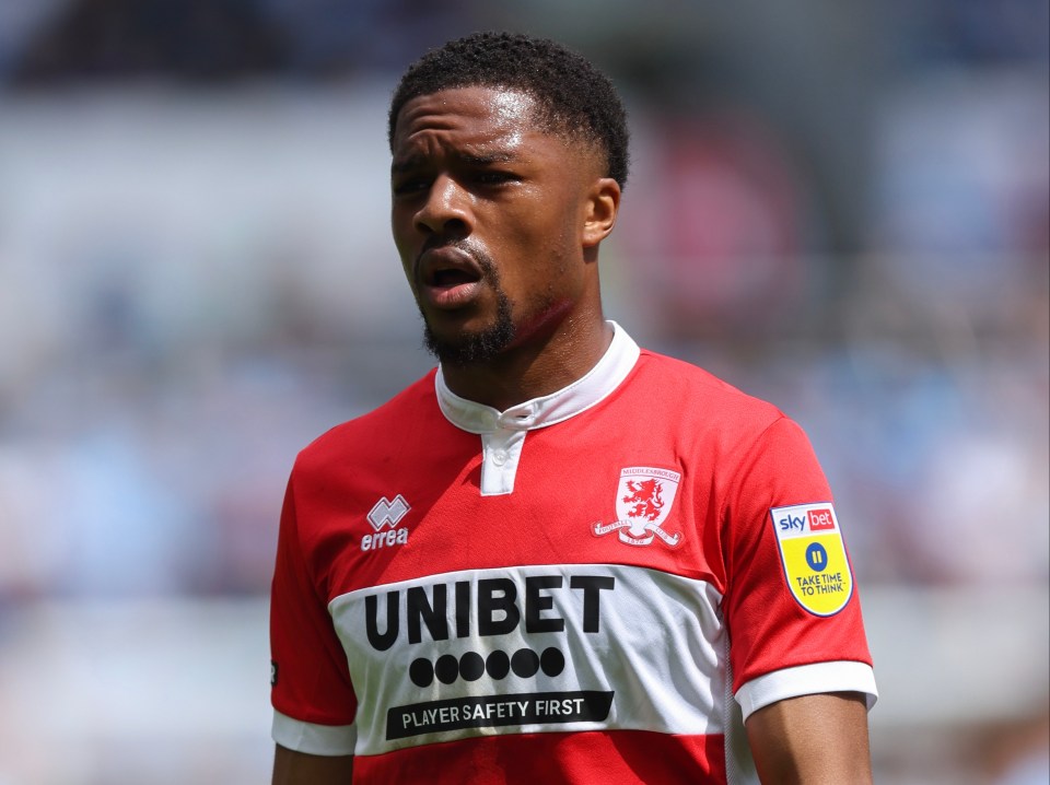COVENTRY, ENGLAND - MAY 14: Chuba Akpom of Middlesbrough during the Sky Bet Championship Play-Off Semi-Final First Leg match between Coventry City and Middlesbrough at The Coventry Building Society Arena on May 14, 2023 in Coventry, United Kingdom. (Photo by James Williamson - AMA/Getty Images)