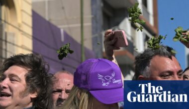 Argentina’s president Milei pelted with rocks on campaign trail amid corruption scandal linked to sister | Argentina