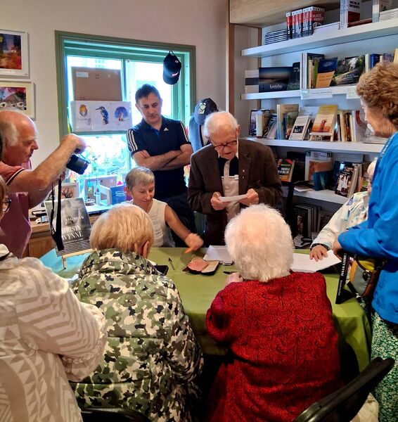 Christy Wynne pictured addressing a packed Úna Bhán Tourism/Boyle Craft Shop at the launch of his book 'Remembering Home' during Boyle Arts Festival. Pic: Noreen Gaffney 