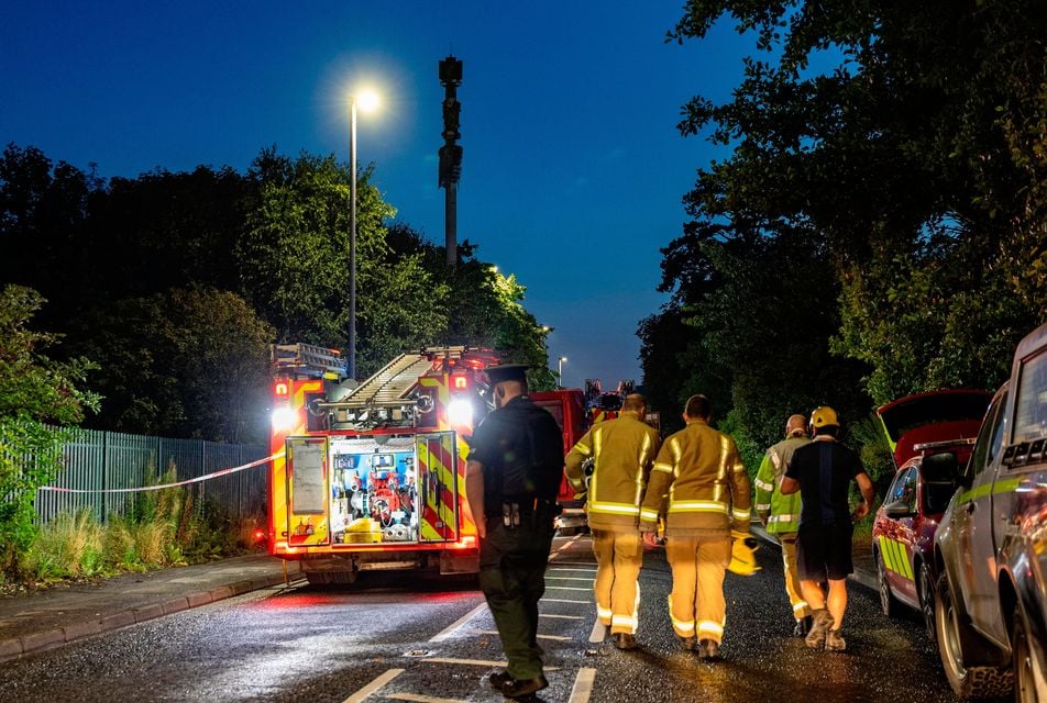 Emergency services at the scene of the incident in west Belfast. Pic: Kevin Scott