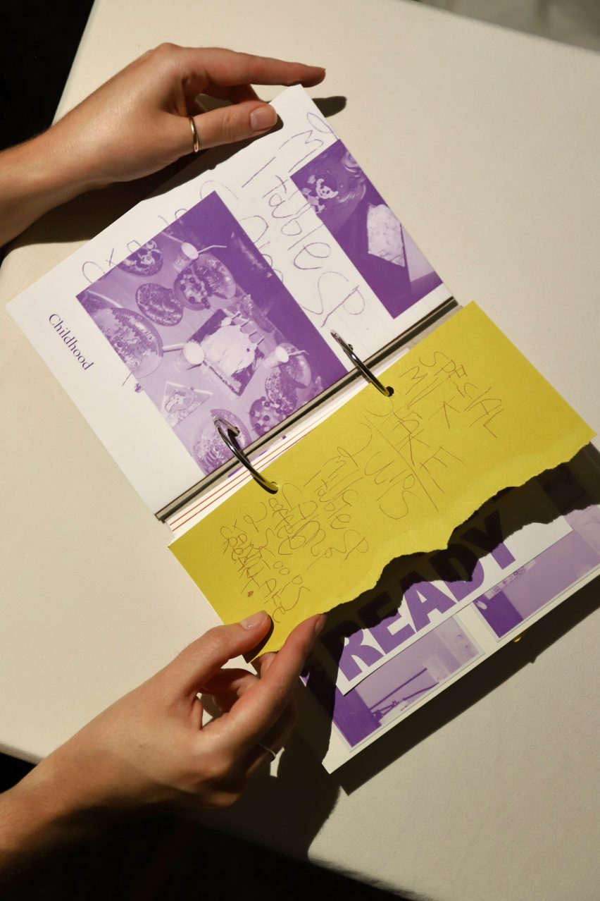 Photo of the book 4,4,4&2 open to a torn yellow page with a basic recipe written in a childish scrawl